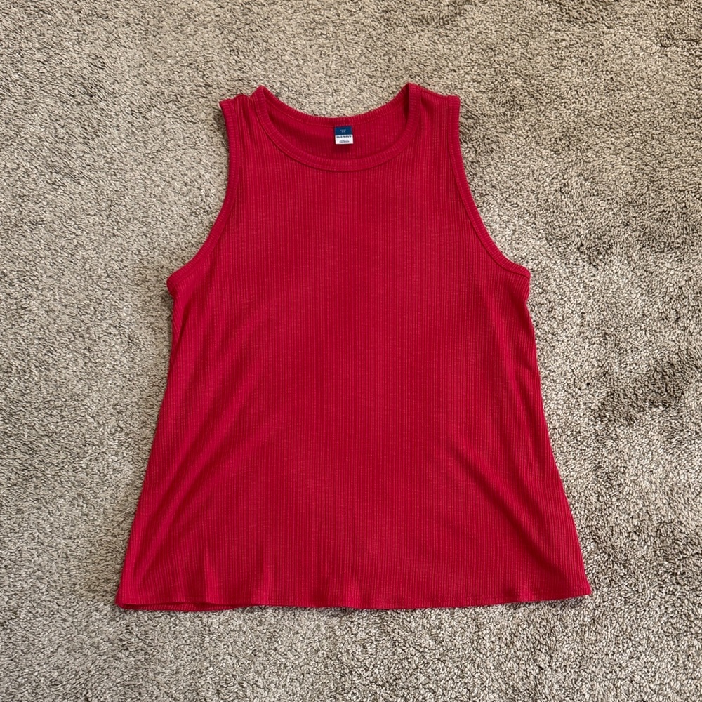 Old Nay Red Luxe Ribbed Women's Tank Top
